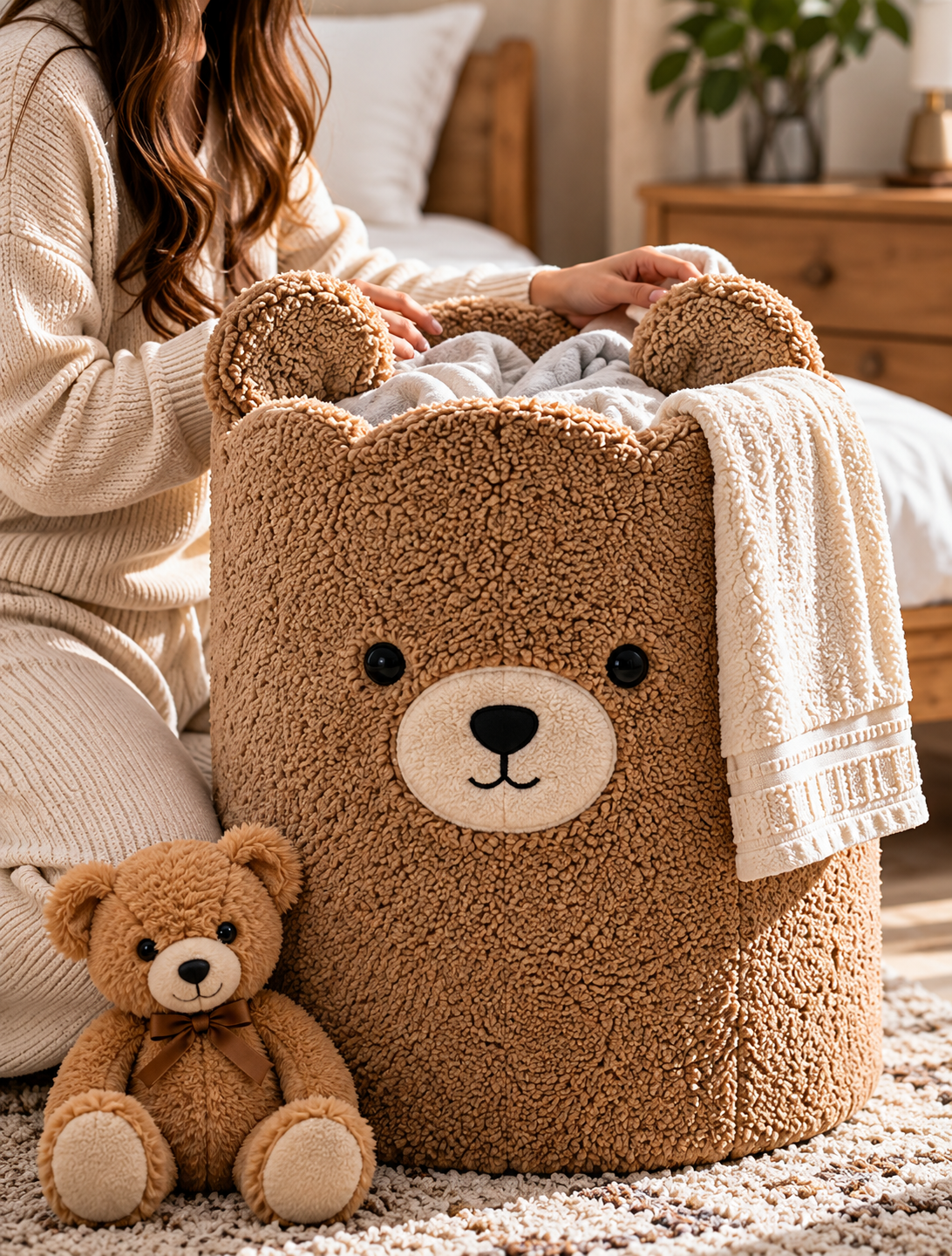 Doutergas Teddy Bear Plush Laundry Hamper