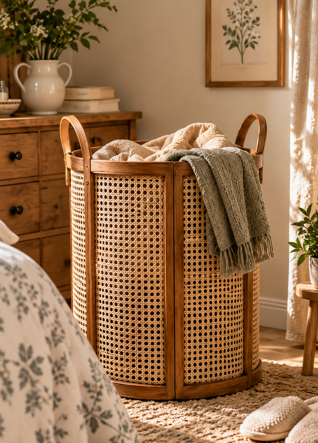 Doutergas French Rattan Cane Laundry Hamper