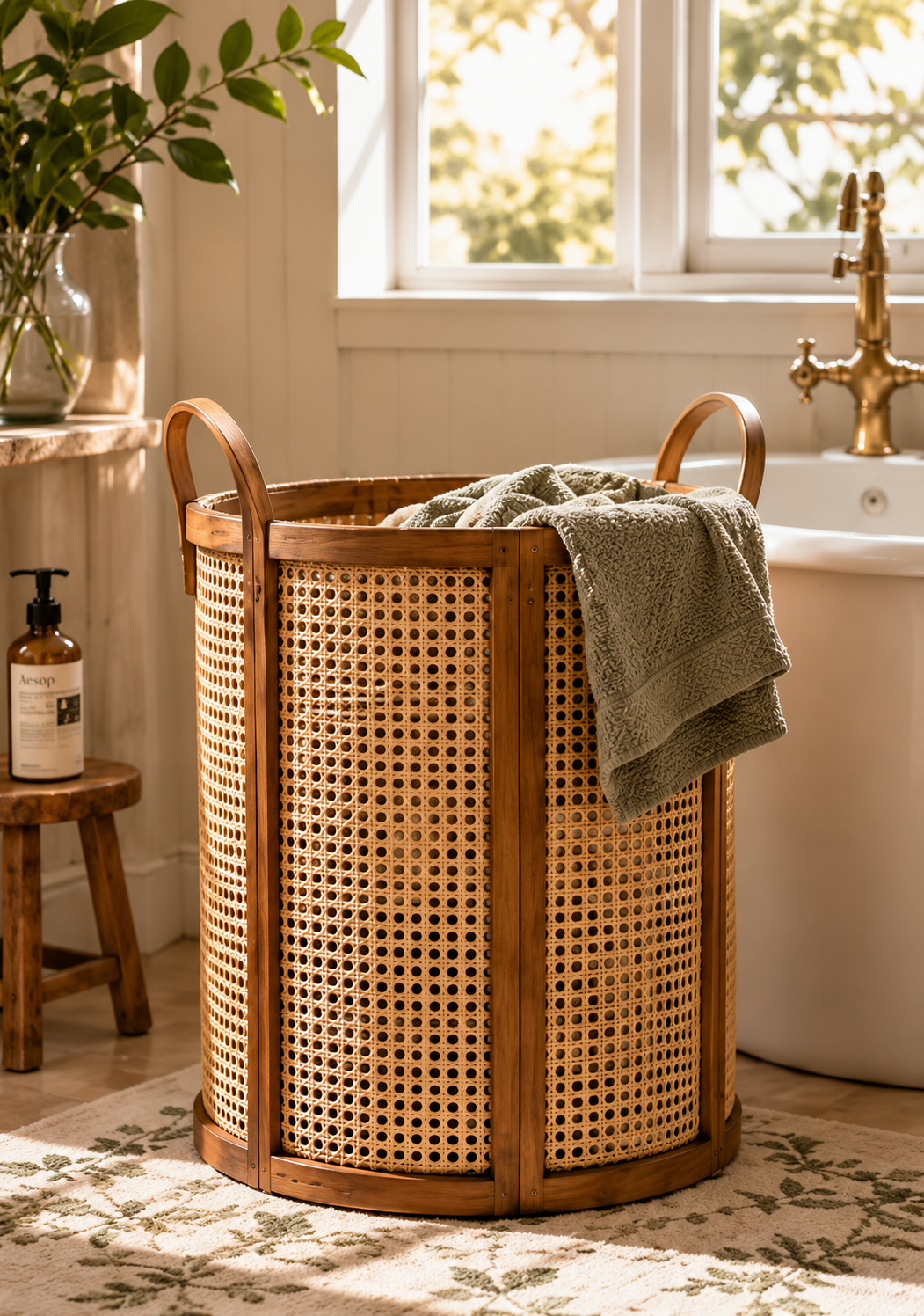 Doutergas French Rattan Cane Laundry Hamper
