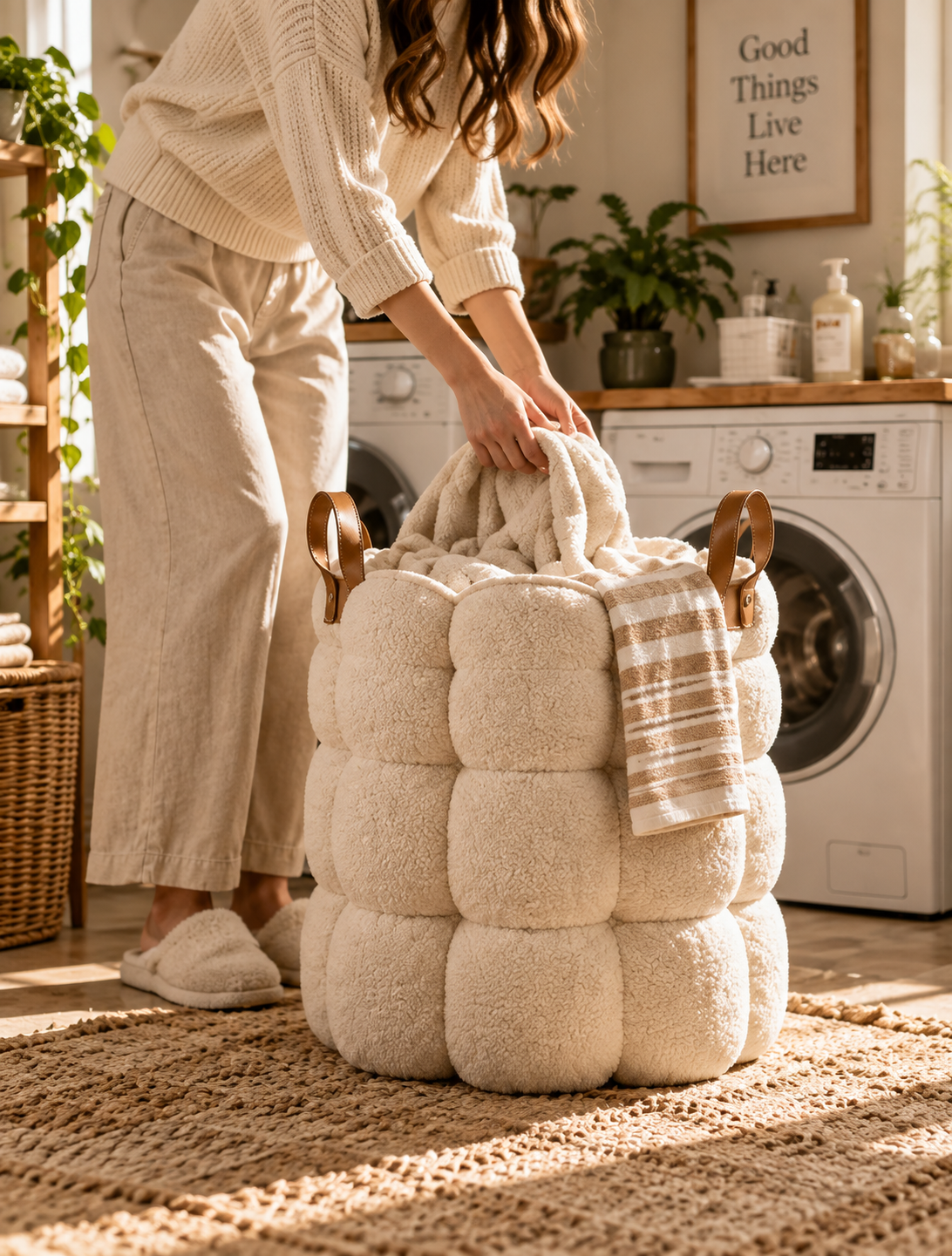 Doutergas Cloud Puff Sherpa Laundry Basket