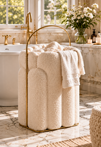 Doutergas Parisian Bouclé Gold Frame Laundry Hamper